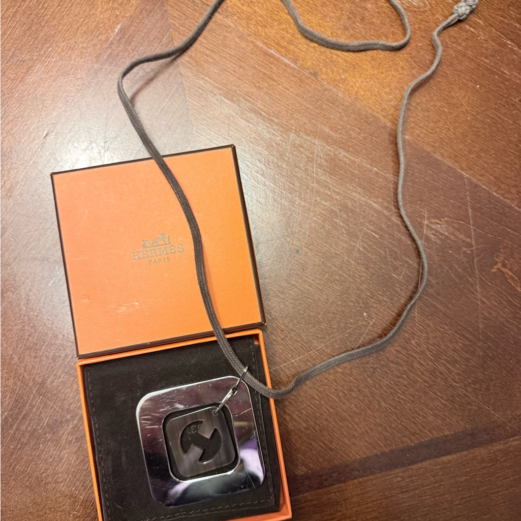 Hermes Black And Silver Pendant Necklace